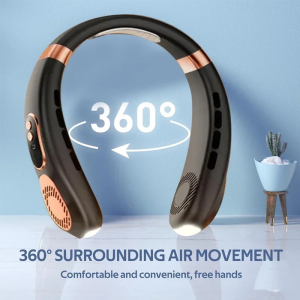 Personal Fan with LED Indicator USB-C Charging Long-Lasting 4000mAh Battery Hands Free Bladeless Fan with 5 Adjustable Speeds