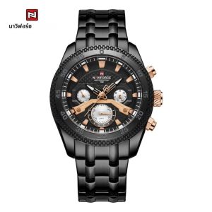 นาฬิกาข้อมือควอตซ์ NAVIFORCE สำหรับผู้ชาย สายสแตนเลส ส่องสว่าง แสดงวันที่และสัปดาห์ นาฬิกาทหาร กันน้ำ Relogio Masculino 2024