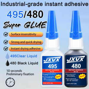 Value Pack High-Tack 495/480 Super Strength Flexible Adhesive Fast-Curing Cyanoacrylate Glue Multi-Purpose Liquid Adhesive for Auto Repair Rubber Plastic and Wood 110ml 1-5 pcs.