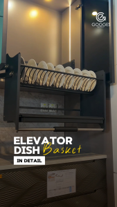 WEHOME Pull Down Elevator SUS304 SS201 Black Basket 600mm/700mm/800mm/900mm soft close dish rack