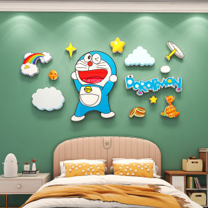 3D Cartoon Doraemon Wall Sticker Art Modern Minimalist Style Waterproof PVC Decorative Mural for Boys Girls Childrens Room