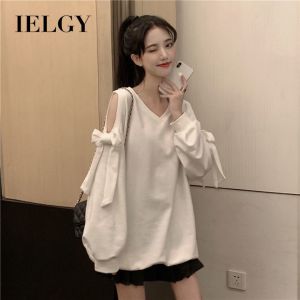 IELGY Design Sense Shoulder Sweat Womens Autumn New Korean Style Loose Slimming Long Sleeve Top