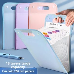 A4 Accordion File Folder Multi-Layer Portable Large Capacity Pregnancy Paper Organizer Student High School Multifunctional Handheld Storage Binder