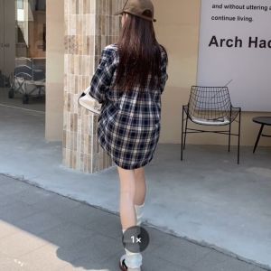 เสื้อแฟชั่นผู้หญิง เสื้อแขนยาว กันแดด น่ารักมาก เสื้อเชิ้ตลายสก๊อต เสื้อสไตล์เกาหลี ผ้าใส่สบาย 1169