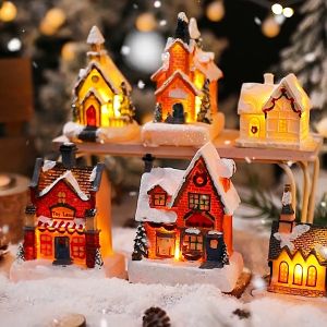 ของขวัญคริสต์มาส โคมไฟคริสต์มาส บ้านหลังเล็ก โคมไฟ รูปซานต้า สโนว์แมน คริสต์มาส ตั้งโต๊ะ Christmas Gift