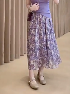 MANMI | Purple Floral Flattering A-Line Skirt