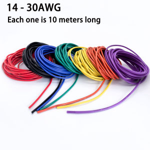 14/16/18/20/22/24/26/28/30 AWG Silicone Electric Wire 10 Meter/33ft- Soft Flexible Tin-Copper Wire High Temperature Resistant