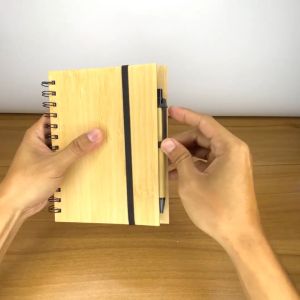 Printleaf - A5 Bamboo Cover Notebook with Bamboo Ballpen 70 Sheets