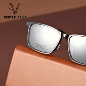 Gentle Fawn Frame Kacamata Titanium Ringan Bentuk Kotak Ringan Kokoh Lensa Plano Bisa Minus Fashion Pria Wanita 9654
