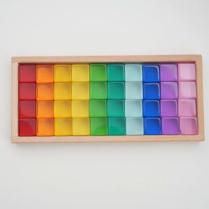 Babyfun Transparent Acrylic Crystal Gem Blocks Rainbow Sensory Building Toys for Kindergarten Children Optical Illusion Playsets