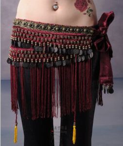 Odinalee Belly Dance Waist Chain Tribal Style Performance Hip Scarf New Tassel Performance Practice Beginner Waist Scarf