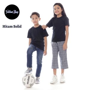 Kaos Polos Anak Oneck Lengan Pendek Bahan Katun Combed 30s Warna Hitam Solid