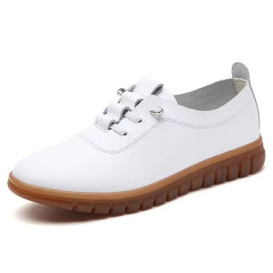 Waterproof Non-Slip Work Shoes Womens Single Shoes Cow Tendon Bottom Leather Surface Black Shoes Beijing Style Flat Heel