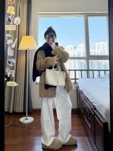 High Waist Straight Leg Wide Leg Jeans Womens plus Size Extended Length White Casual Style High Waist Slimming Effect