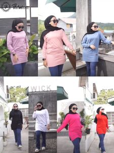 Atasan Semi Tunik Tangan Kerut FST Bahan Katun Combet 20s Style Hijab Blus Jumbo REALPICT