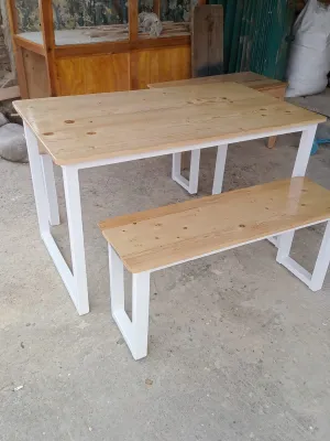 meja makan set +2 kursi panjang