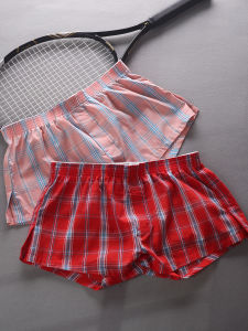 Summer Refreshing Pure Cotton Minimalist Mens Boxers Boys Gingham Underwear Cotton Home Shorts Casual Pajama Pants