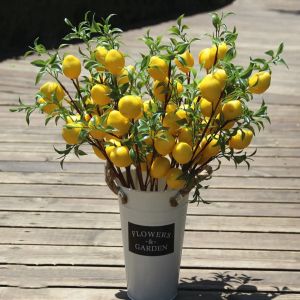 Lemon Branches With Fruit Simulation Green Plants Fresh Home Decoration Photo Props Plastic Fruit Flower Arrangement Fake Flower