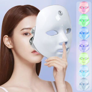 7 Colors LED Face and Neck Mask Light Therapy Beauty Device for Skin Rejuvenation Tightening Whitening and Anti-Aging at Home
