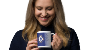 คูลเลอร์คิง Chelsea FC V2 แก้วกาแฟ 11 หรือ 15 ออนซ์ สีขาว – เหมาะสำหรับชา กาแฟ และของขวัญ ของที่ระลึก