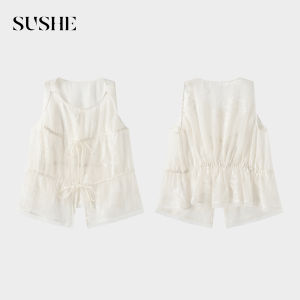 SUSHE | Romantic Floral Lace See-Through Sleeveless Layered Blouse