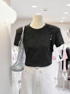 เสื้อยืดแขนสั้นคอตตอนสีเทาสไตล์จีนใหม่ ทรงเข้ารูป ดีไซน์ระดับไฮเอนด์ ทรงเข้ารูป สำหรับผู้หญิง อายุ 18-35 ปี