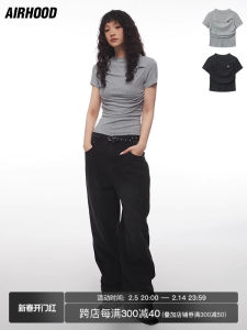 Airhood Spicy Girl Waist Design Short Sleeve Womens T-shirt Slim Fit Summer Short Style Sweet And Spicy round Neck Top