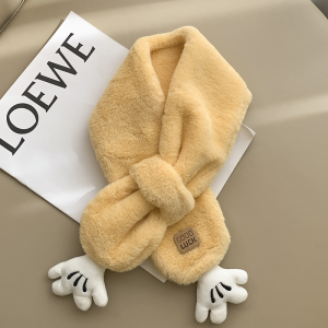 Thickened Cartoon Cute Rabbit Fleece Scarf for Men and Women Neutral Winter Neck Warmer Crossbody Protection for Babies