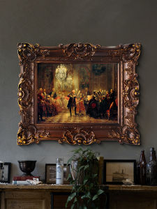 Retro Famous Painting Decorative Artwork with Frame for Sofa Background Wall Bedroom Restaurant Entrance Gold Hanging Picture