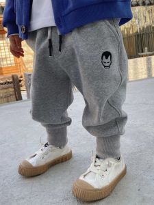 Quần Thể Thao Lót Lông Cừu Cho Bé Trai Mùa Thu Đông Quần Dài Cotton Thường Ngày Có Dây Đeo Lưng Vừa Vặn Quần Trẻ Em