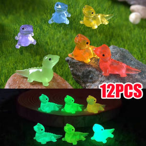 【Pphha】12Pcs Glowing Cute Lizard Car Ornament DIY Dashboard Center Console Colorful Luminous Micro Landscape Decoration Auto Interior Accessories