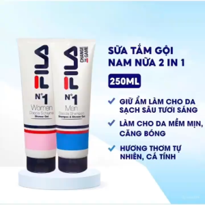 SỮA TẮM GỘI 2IN1 FILA NO.1 250ML NHẬP KHẨU TỪ Ý – SẠCH SÂU MỀM DA TỎA HƯƠNG PHONG CÁCH HIỆN ĐẠI