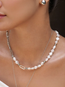 SMILEY Smiley Face Removable Necklace Bracelet Pearl Silver Jewelry