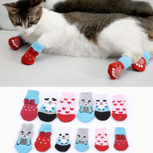 Pet Dog Puppy Cat Shoes Slippers Non-Slip Socks Pet Cute Indoor Snow Boots Socks for Small Dogs Cats