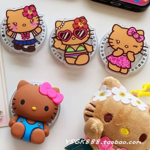 Disney KT Cat Cartoon Plush Toy Phone Case Magnetic Absorption Airbag Support Universal Adhesive Silicone Acrylic Cute Cartoon