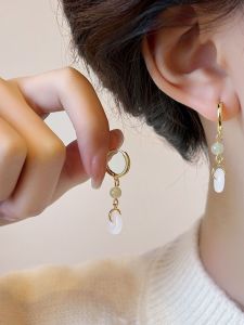 925 Sterling Silver Vintage Chinese Luck Charm Earrings Womens Fashion Jewelry Elegant Minimalist Hoop Earrings