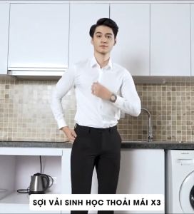 Áo sơ mi nam trắng dài tay GEN ALPHA vải trơn vải Polyspun chống nhăn cổ bẻ dáng slimfit công sở không túi ngực