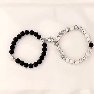 2pcs/set Couple Magnet Love Bracelets Vintage Paired Bracelet Lovers Jewelry Valentines Day Xmas Gift