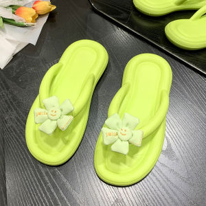 Womens Flip Flops Summer Outdoor Wear Floral Fashion Flat Bottom Sandals Beach Slippers Comfortable PU Leather Rubber Sole