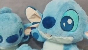 Boneka Stitch Lucu Stitch Muka Bordir Rassel Ukuran S