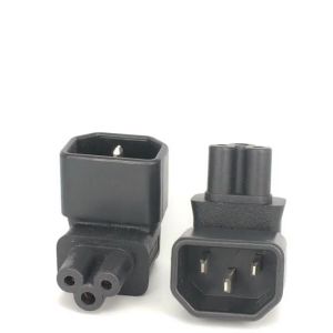 Bộ Chuyển Đổi 3 Cực IEC 90 Độ Đầu Nối IEC Đực C14 Sang IEC Cái C5 Góc Nghiêng Hướng Lên Có Bảo Vệ Quá Tải