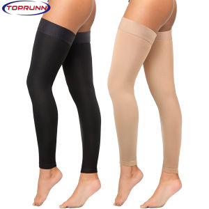1Pair Medical Open Toe Thigh High Compression Stockings with Silicone Band for Women & MenFirm 20-30 mmHg Graduated Support