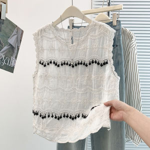 AIYITI | Design Cotton Jacquard White Bohemian Sleeveless Top
