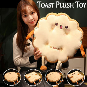 Cute Toast Plush Toy Soft Bread Stuffed Toy Washable Chair Seat Cushion Pad Gift for Kids