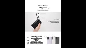 FANTASY T MALL AISOLOVE W17-2W DIGITAL DISPLAY POWER BANK 20000mah Fast Charging with Type C or Lightning Cable Handheld Portable Fashionable Premium Powerbank Safe charging Comes with a dual-way charging cable reducing the burden of travelling