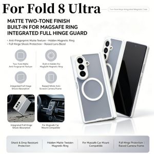 Luxury Matte Magnetic Hinge Folding Phone Case For Samsung Galaxy Z Fold 8Ultra 7 For Magsafe Wireless Charging Shockproof Cover