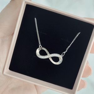 SO SEOUL Infinite Love Infinity Endless Diamond Simulant Cubic Zirconia with Fixed Chain Necklace