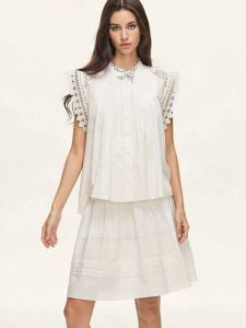 S·DEER | Bộ Hai Món Áo Blouse Thoáng Không Tay Thiết Kế Nếp Nhăn Thêu Mới Hè