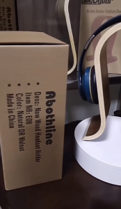 💟SOLUTION65💟 12cm Side Width Gaming Walnut Wood & Metal with Non-Slip Pad Gaming Headphone Stand Headphone Holder Headset Stand Wood Headset Holder Headphone Hanger Gaming Headphone Hook Wood Gaming Headset Stand Universal Wooden Headphone Stand Hanger
