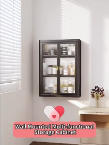 MOD Bathroom Wall Mounted Cabinet No Drill Storage Rack PC Door Adjustable Shelf Cosmetic Makeup Skincare Organizer Home Storage Cabinet